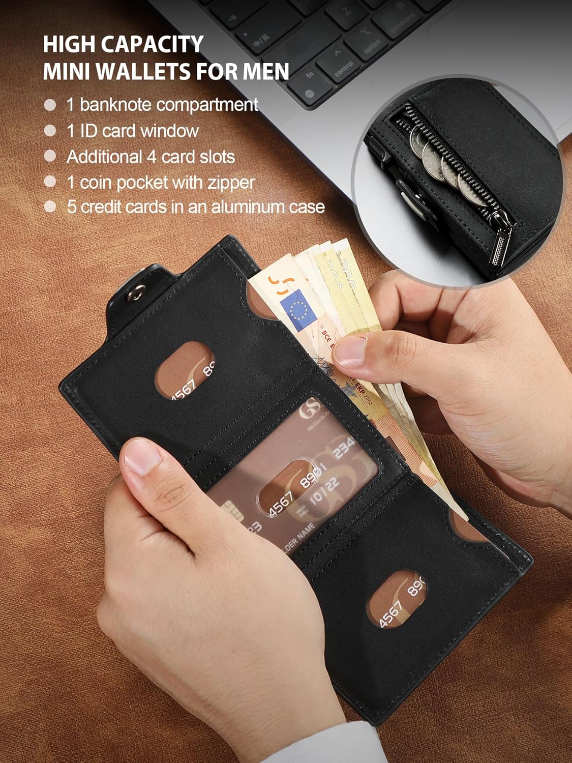 Thumbnail 3 de GSG SINCE 1998 Men's Leather Wallet with RFID Blocking Pop Up Card Holder