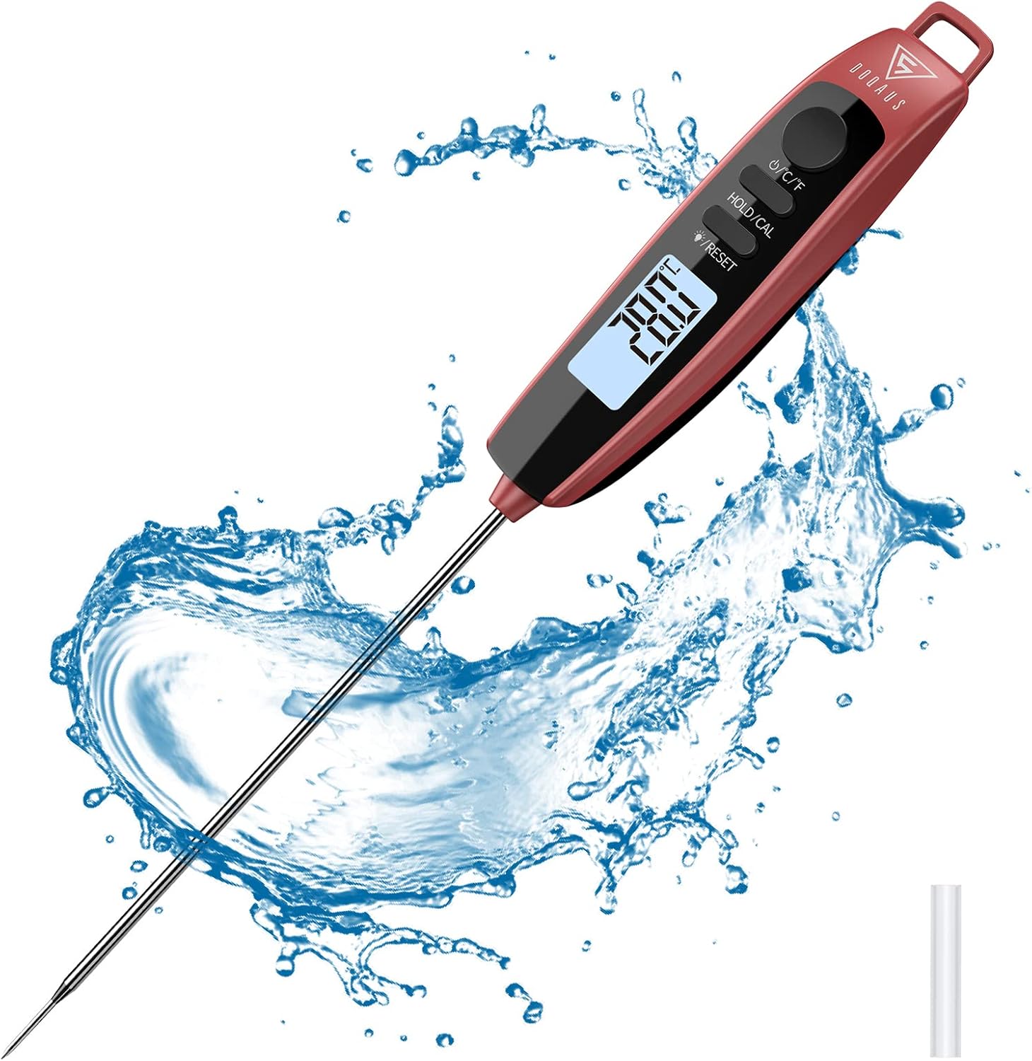 Detalle de DOQAUS Fleischthermometer – Grillthermometer mit 3-Sekunden-Auslese, IPX6 & ultradünner 8 mm Sonde