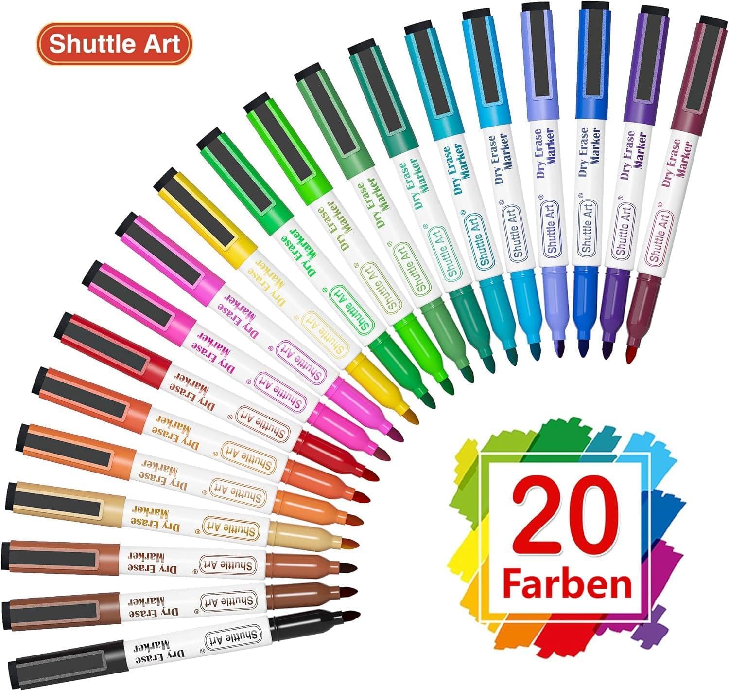 Thumbnail 1 de Shuttle Art Whiteboard Marker Set – 20 Stück mit feiner Spitze, Radiergummi & Magnet