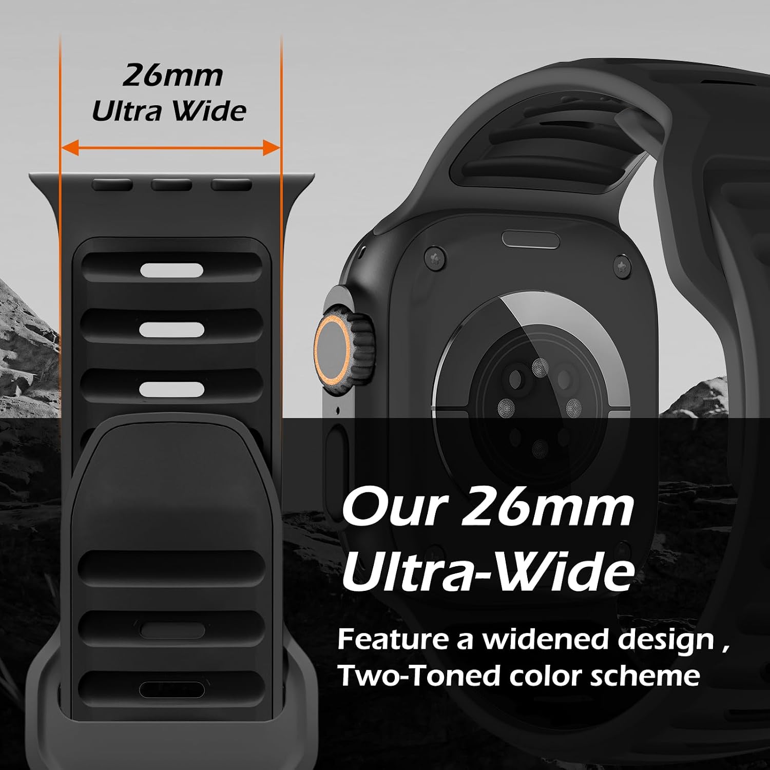 Detalle de Higgs Sport Strap for Apple Watch Ultra 3/Ultra 2 and Series 1–11 (49mm–42mm) – Silicone, Adjustable