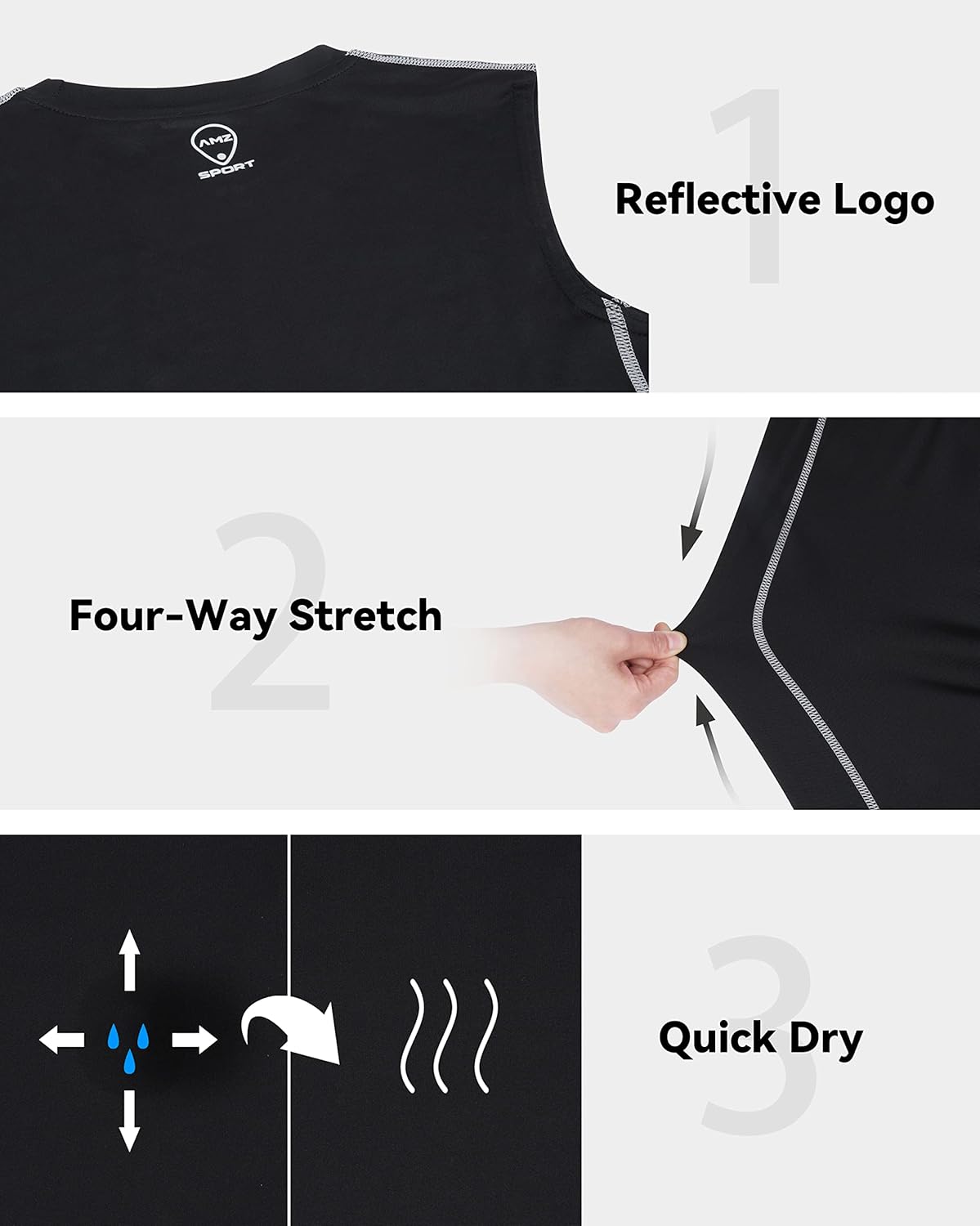 Thumbnail 2 de AMZSPORT Canotta Compression da Uomo - Base Layer Senza Maniche con Asciugatura Rapida