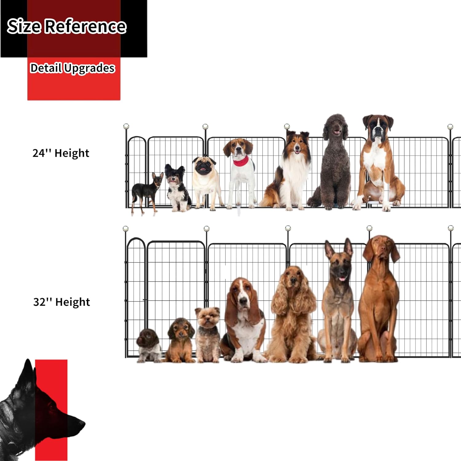 Detalle de IGOOUO Puppy Playpen Indoor/Outdoor 61cm High: A practical enclosure for safe, flexible space