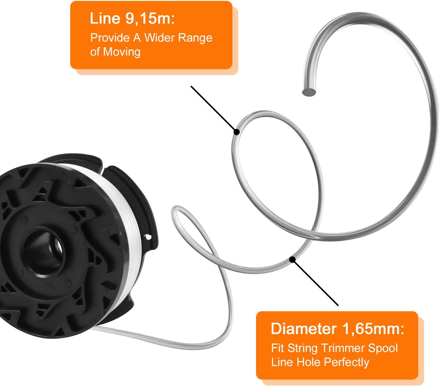 Thumbnail 3 de Uchidodo Strimmer Spool for Black and Decker – 6 replacement spools, 30 ft line (0.065 in) with cover and spring