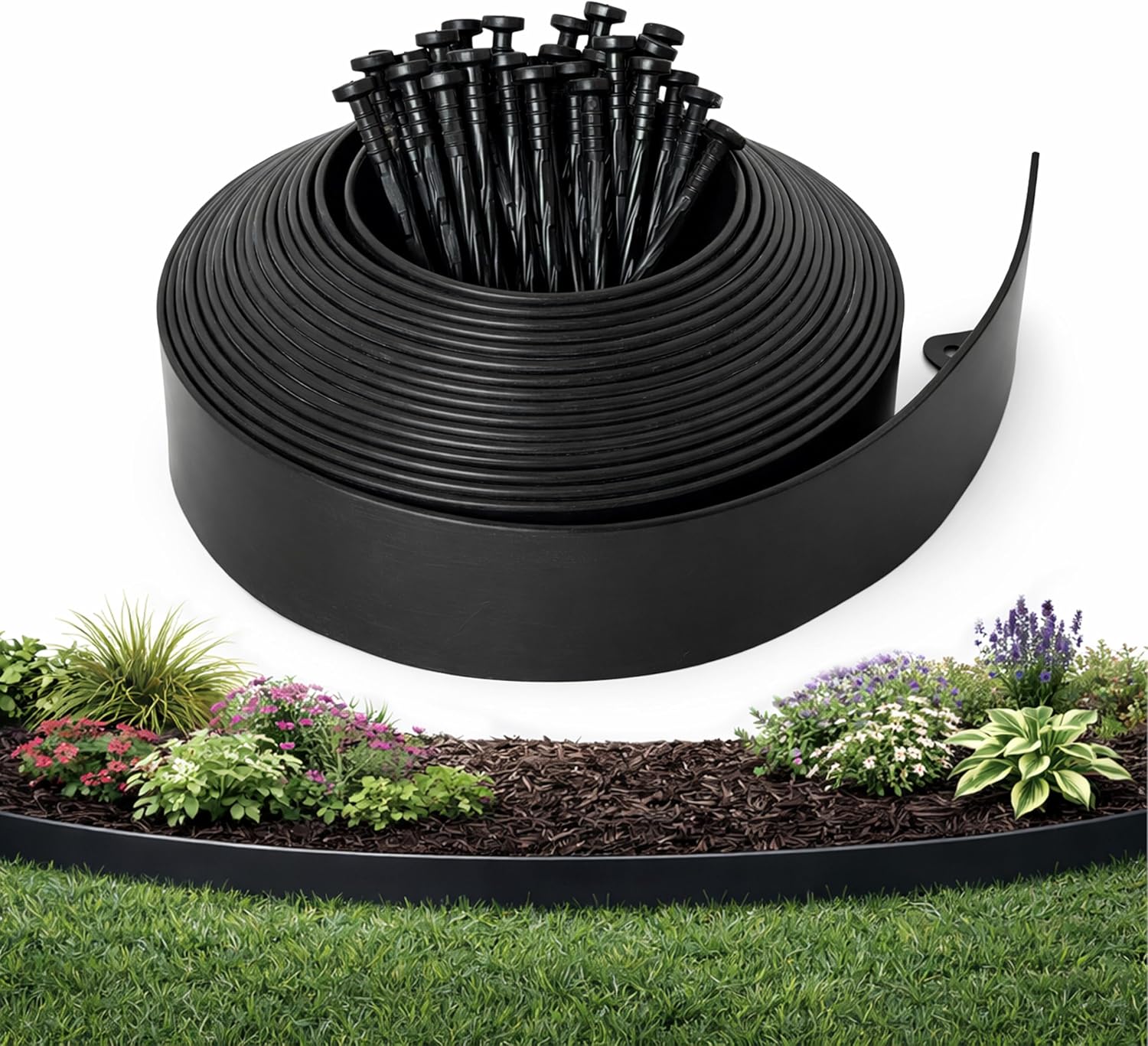 Detalle de Gardzen GGE-E5 Landscape Edging, 60-Foot x 3-Inch Border with 60 Spikes