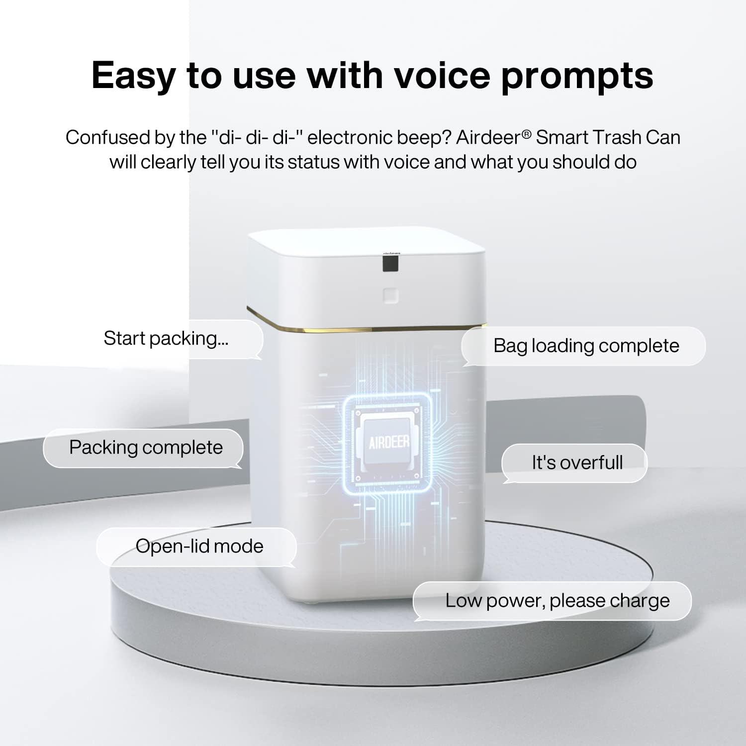 Detalle de Airdeer Automatic Trash Can (4 Gallon) with Motion Sensor, Self-Sealing Lid, and Smart Auto-Refill Rings