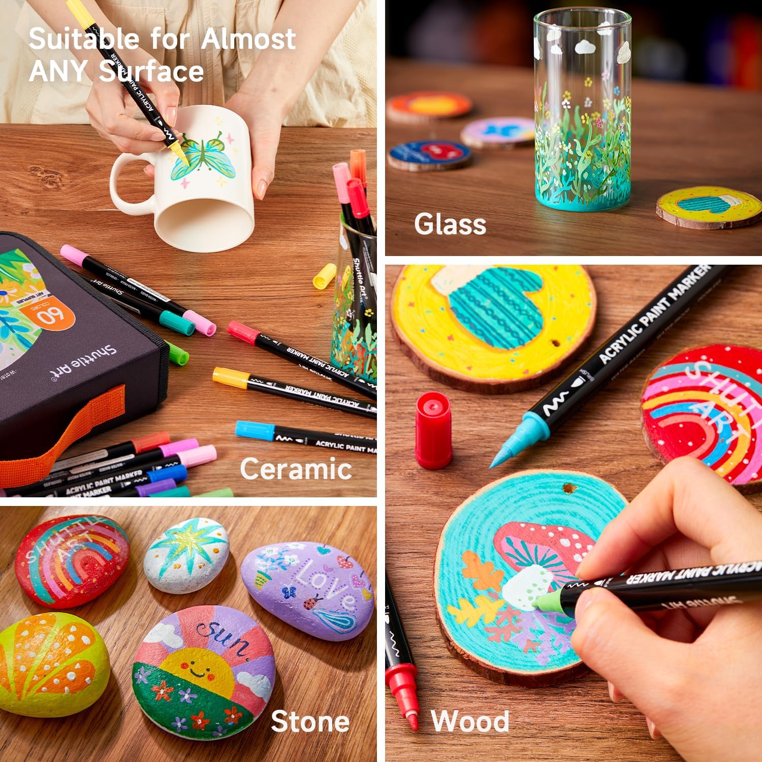 Thumbnail 6 de Shuttle Art Dual Tip Acrylic Paint Pens 60 Colours