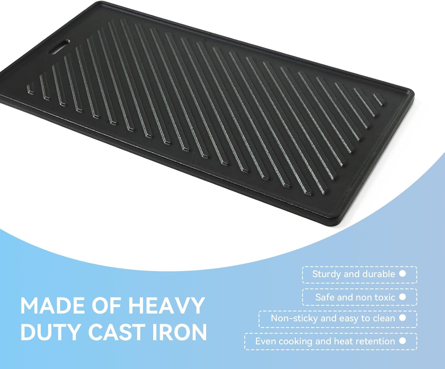Detalle de Gusseisen Grillplatte für RöSLE VIDERO G2/G3/G4/G6 (ab 2021) – 45 x 24 cm, beidseitig nutzbar