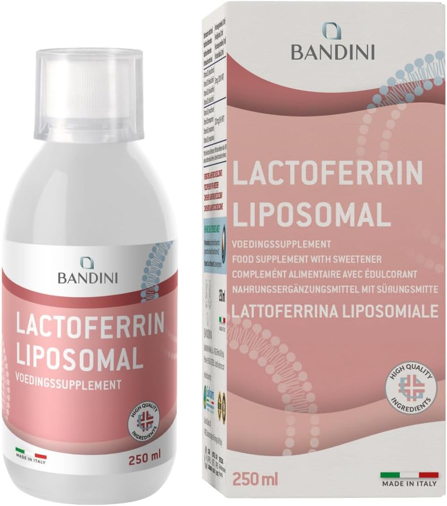 Detalle de BANDINI Lactoferrine Liposomaal 250 ml vloeibaar supplement, vegan en kersensmaak