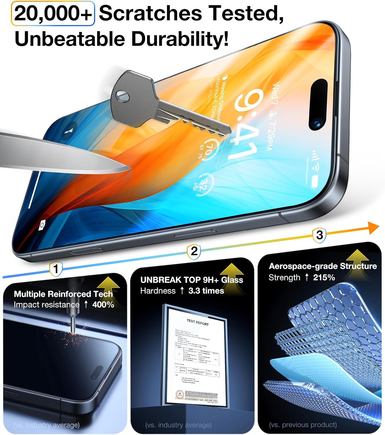Detalle 2 de TORRAS iPhone 16 Plus 2-pack tempered glass screen protector