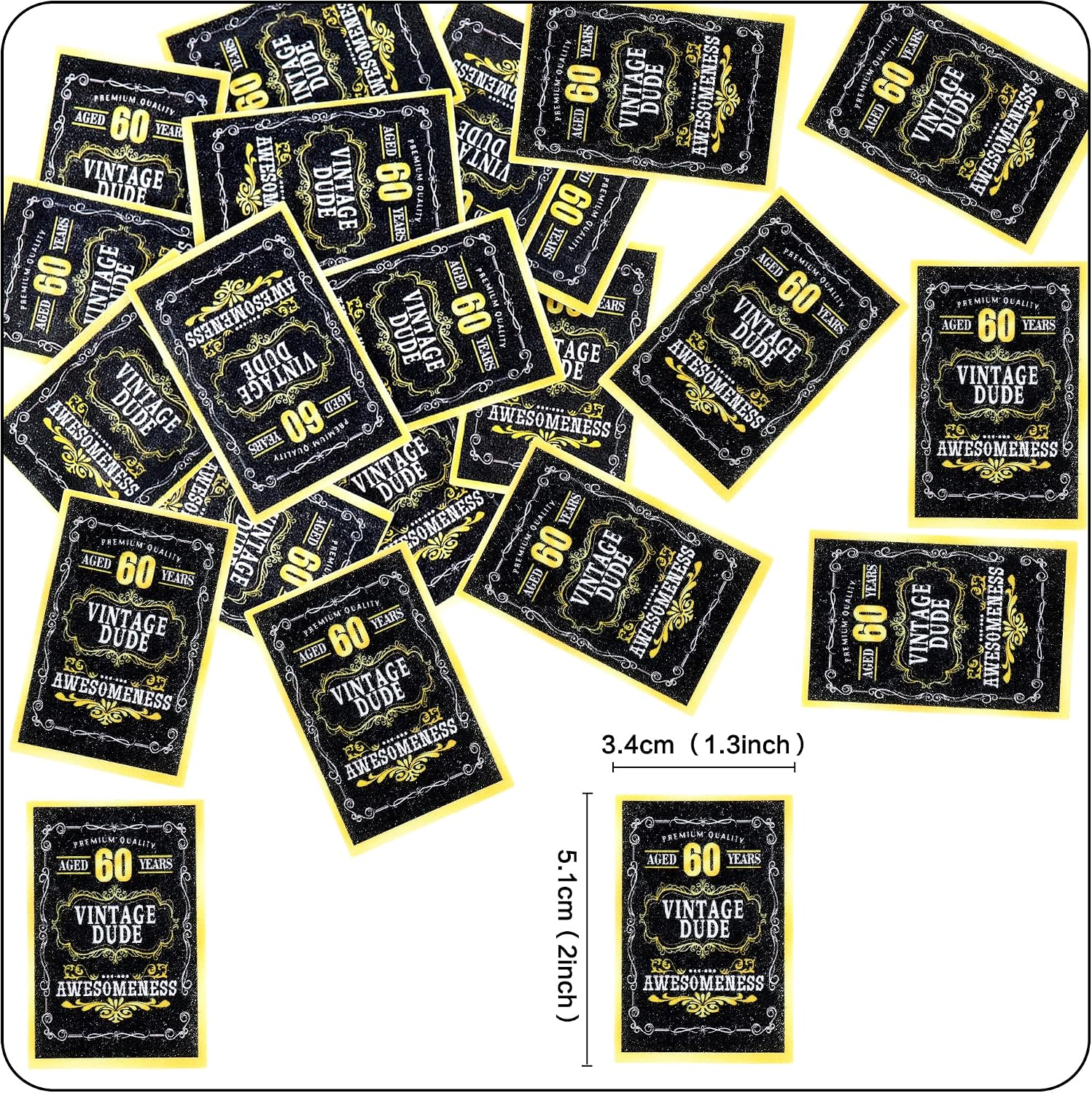 Detalle 2 de Keaziu 60th Birthday Edible Rectangle Cupcake Toppers, 40-Piece Rice Paper
