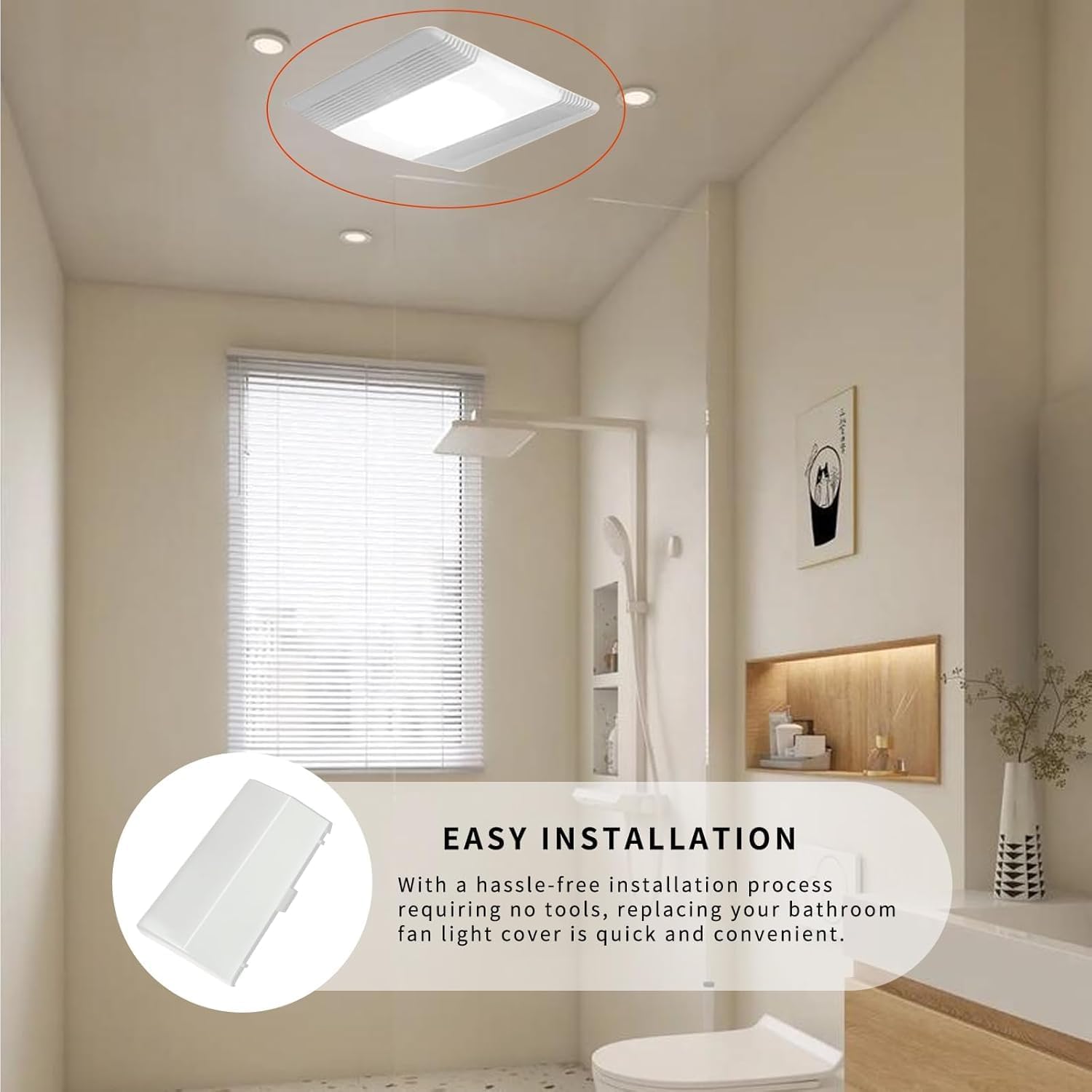 Detalle 2 de PLCHXFYJR YBZ01 89108000 Bathroom Fan Light Lens Cover, ABS (2)