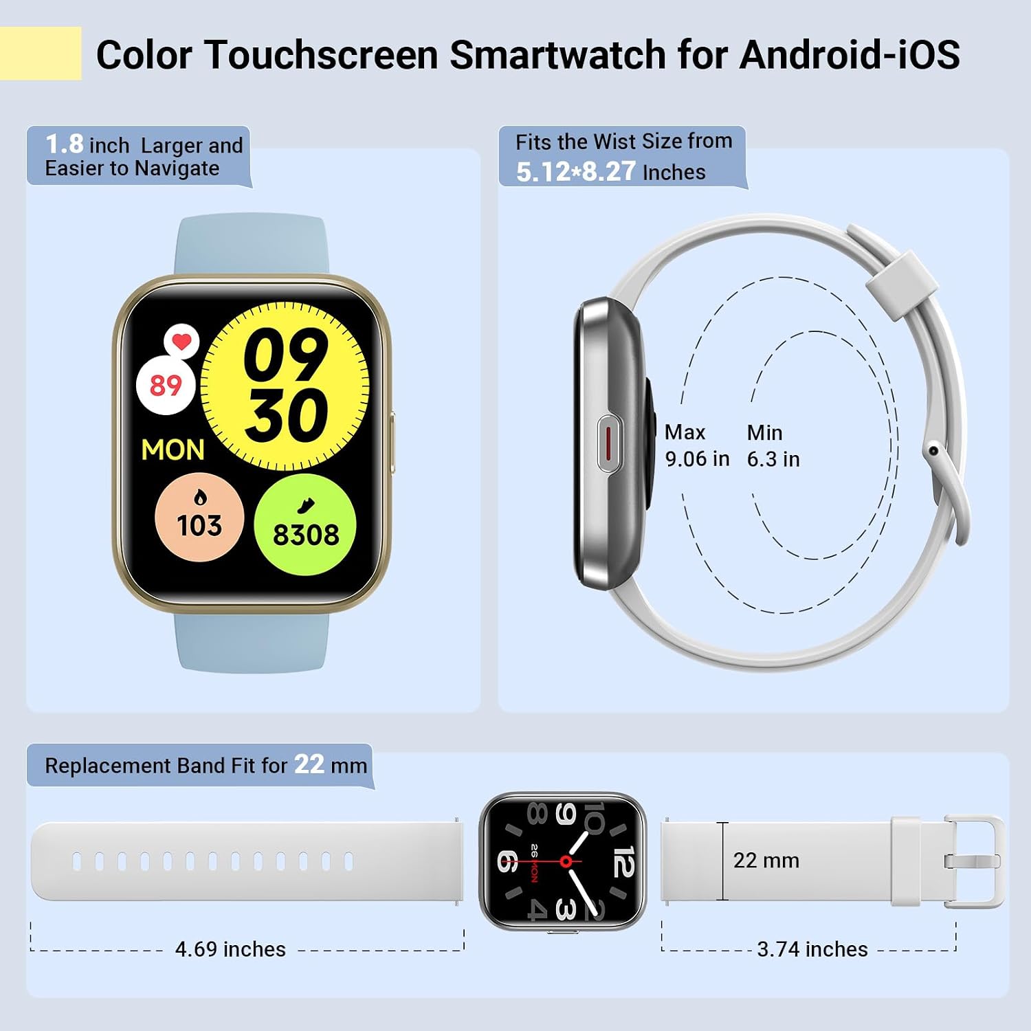 Thumbnail 6 de Quican Smartwatch with 1.8-Inch HD Display