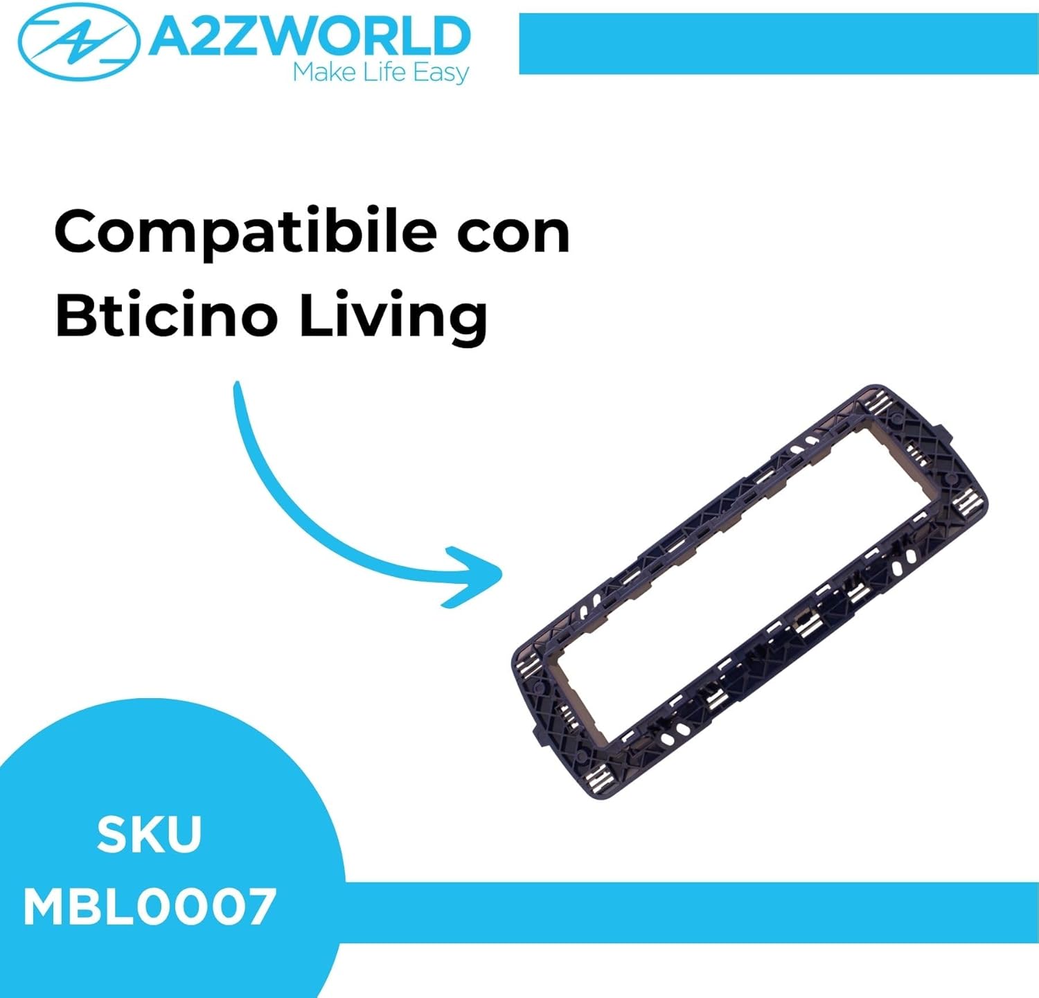 Detalle de Supporto compatibile con Bticino Living Light – Supporto per Scatola 502/503/504/507 (10,7 Moduli/Posti)