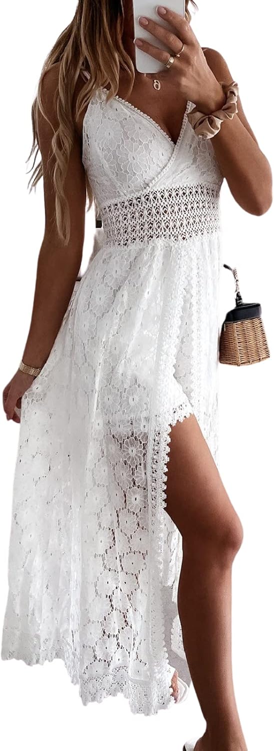 CUPSHE été Femmes Slip froncé Smocks Combinaison à col en V et bretelles spaghetti