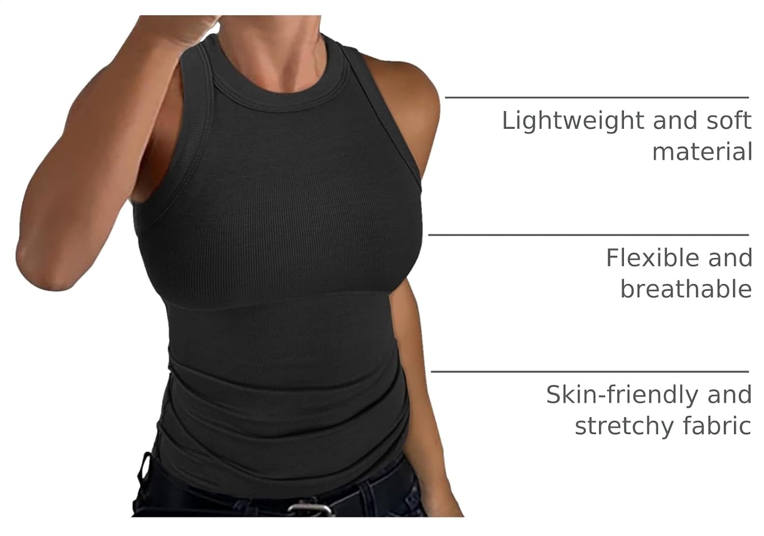 Thumbnail 3 de GEMBERA Women's Sleeveless Racerback High Neck Cotton Tank Top