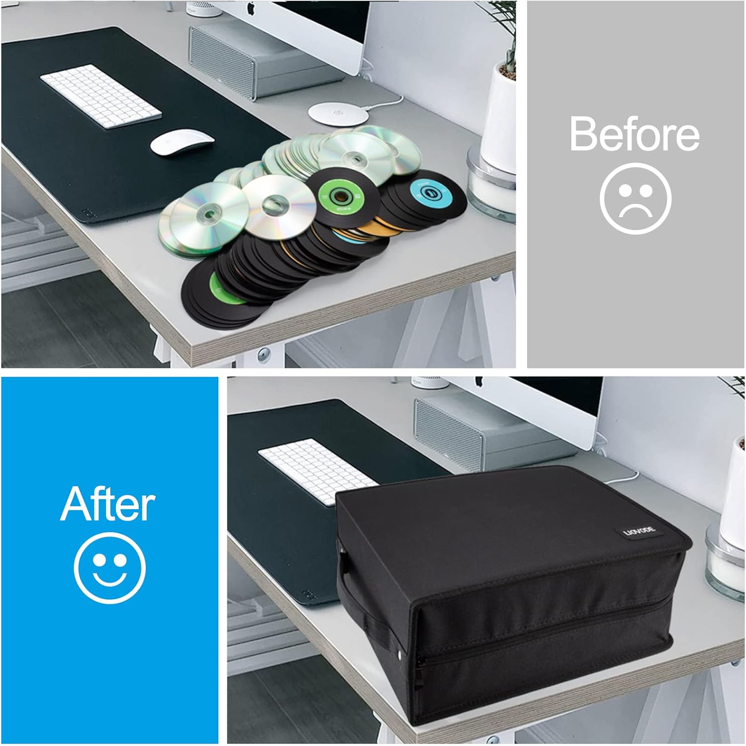 Thumbnail 4 de LIOVODE DVD Case 200 DVDs and 100 Booklets — Durable Home & Car Media Organizer