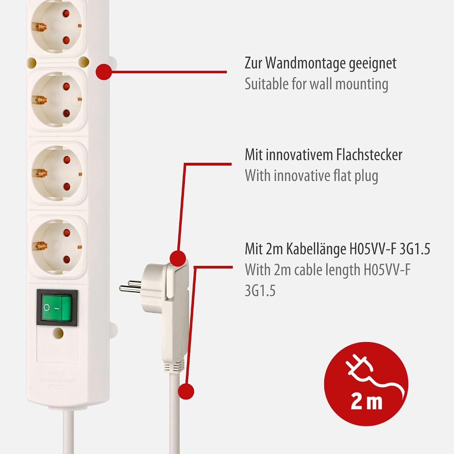 Detalle 1 de Brennenstuhl Multiprise 4 voies Comfort-Line Plus