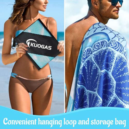 Detalle de KUOGAS Toalla Playa XXL 180×90 cm de Microfibra: secado rápido, sin arena y práctica para la playa