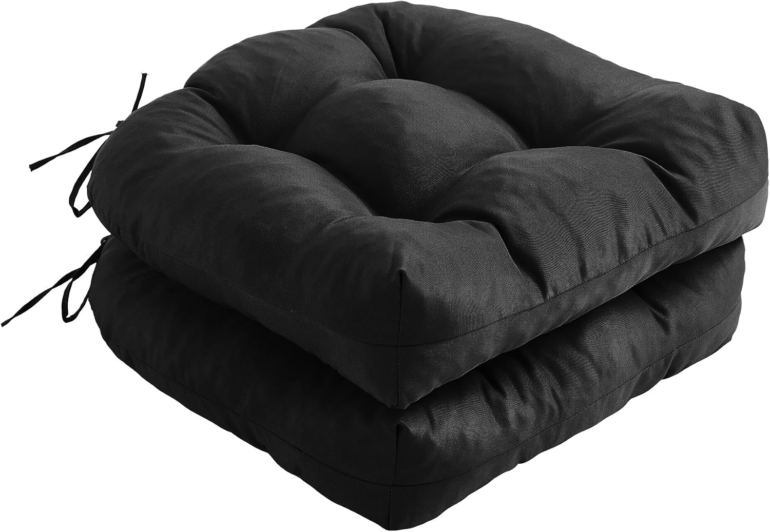 Detalle de IPYNBAP Outdoor Chair Cushions, Set of 2, Black, Tufted, 5-Inch Thick