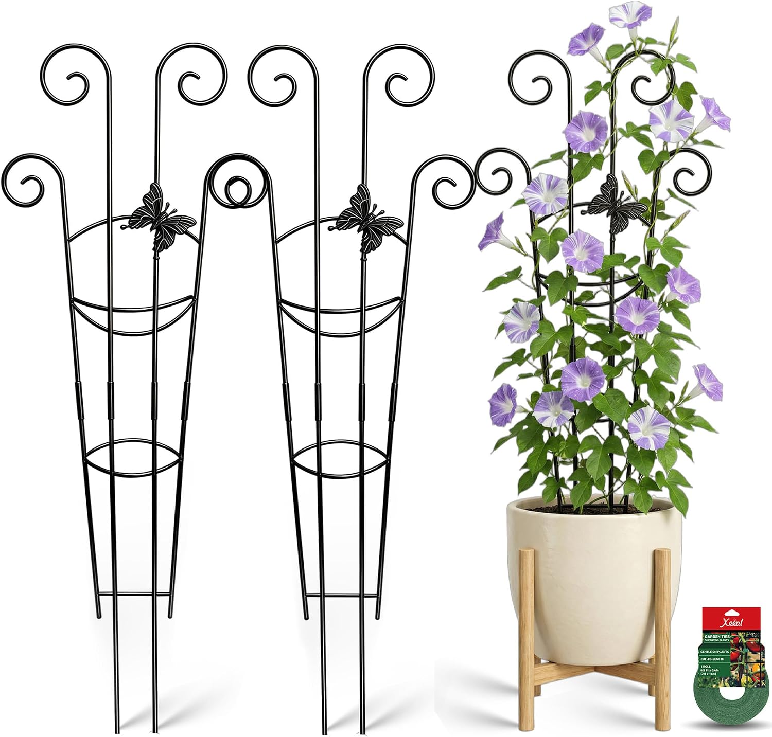 Detalle de Xeeol TPJ13 Expandable Metal Plant Trellis, 30-Inch Butterfly Design, 2-Pack