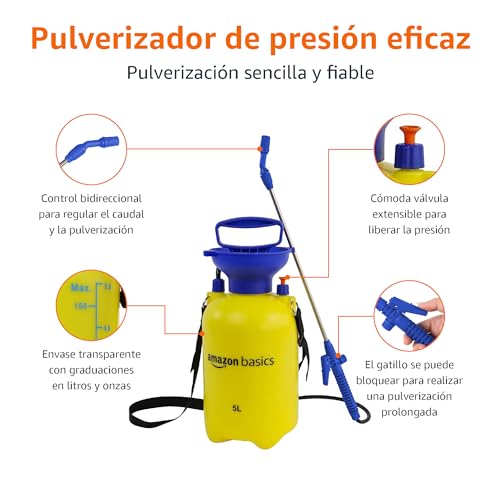 Detalle 2 de Amazon Basics Pulverizador a presión 5 l con gatillo y bloqueo