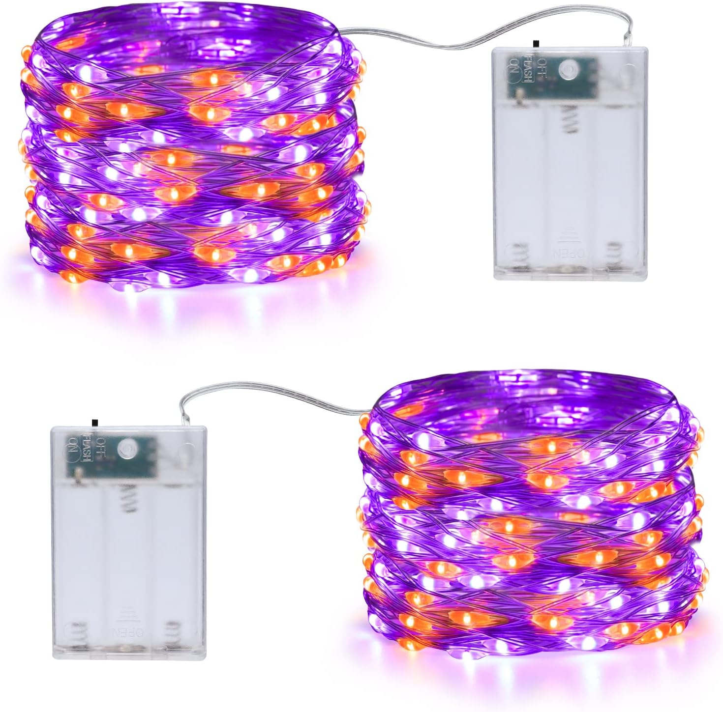 Detalle de Joomer Orange & Purple Halloween Fairy Lights, 16FT, 50 LEDs, 2 Modes