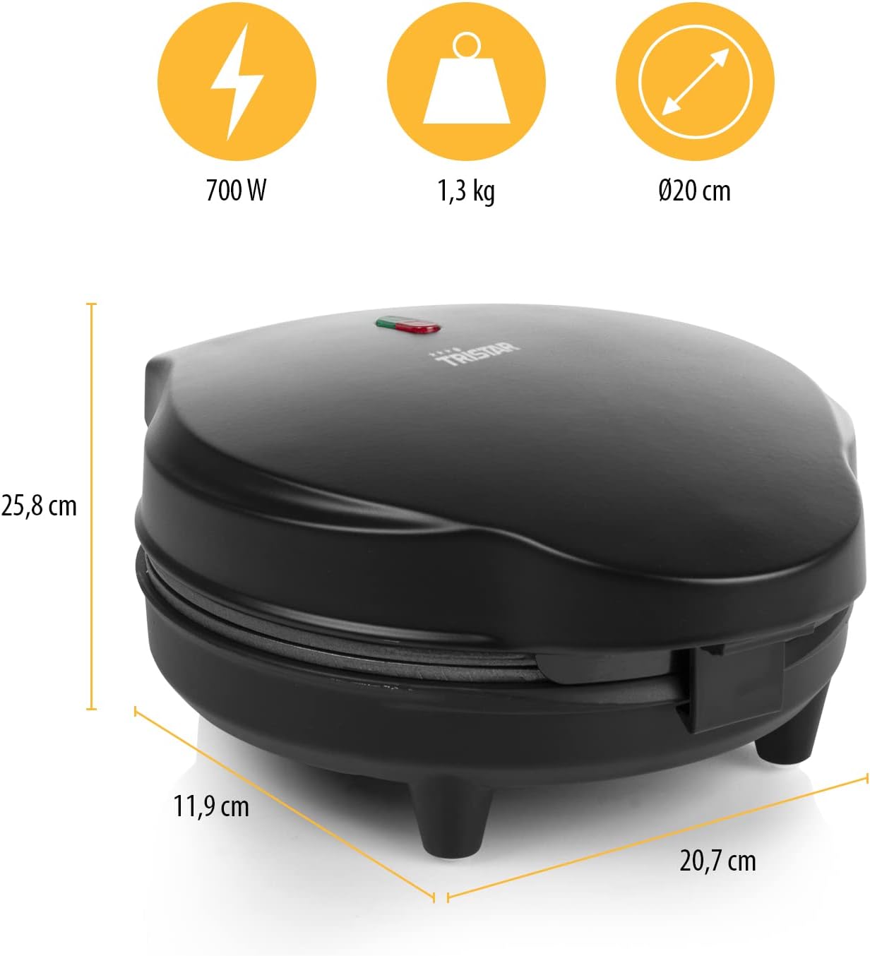 Detalle 2 de Tristar WF-1170 gaufrier à cornet de glace avec moule inclus – 20 cm – 700 W