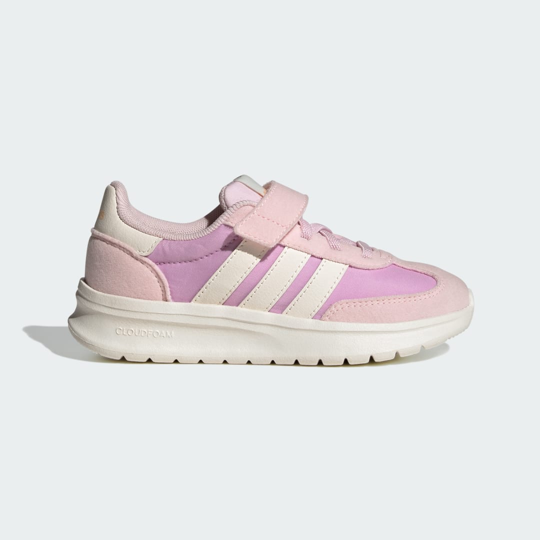 Detalle de Adidas Run 70s 2.0 para niños: zapatilla violeta con estilo retro y sujeción fiable