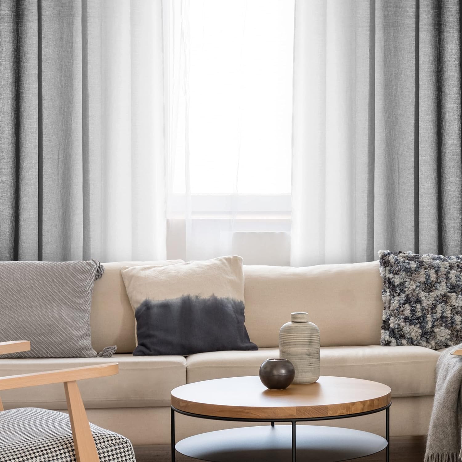 Thumbnail 2 de Deconovo Cortinas Blancas Translucidas para Dormitorio 🪟 2 Piezas 140x175cm