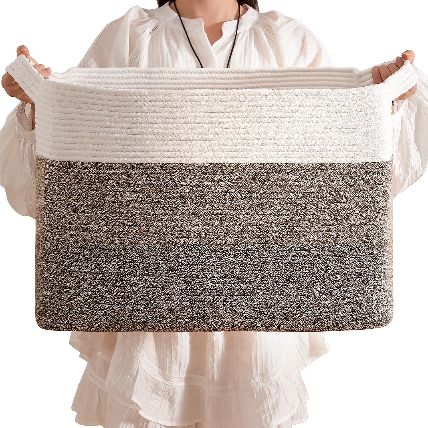 CLHMILY&Z Square Cotton Rope Storage Basket 110L