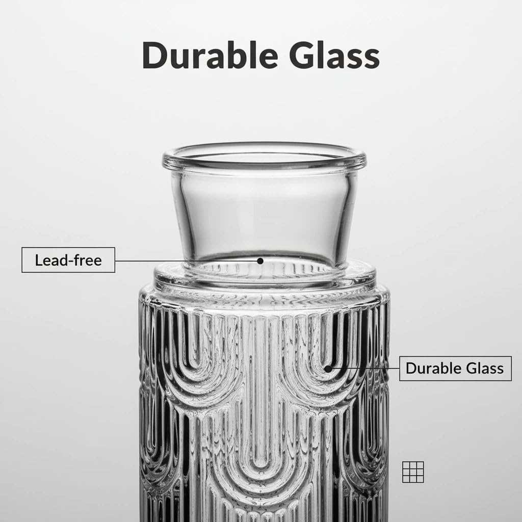 Detalle 1 de AOSEE NC2010 Glass Bedside Carafe Set with Tumbler and Flip-Top Lid