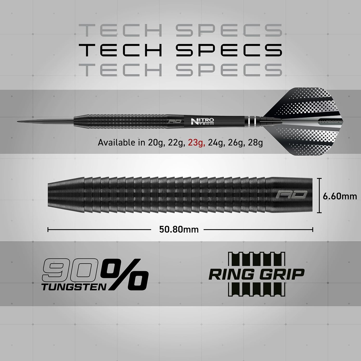 Detalle de RED DRAGON Razor Edge Black Tungsten-Dartpfeile (Set, mit Flights & Schäften)