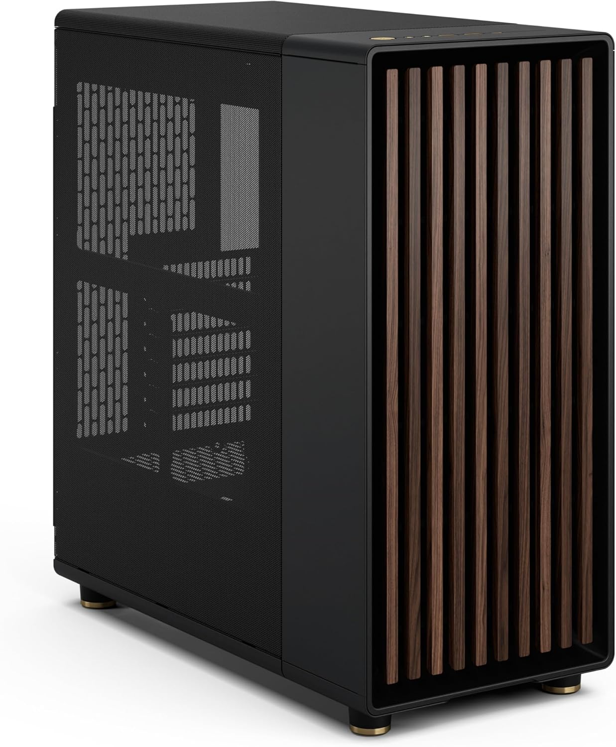 Detalle de Fractal Design North Walnut Front ATX Mid Tower PC Case with Mesh Panels and 2x 140mm Fans