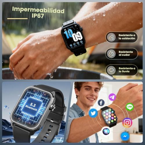 Detalle de TRAUSI Relojes Inteligentes para Mujer y Hombre, modelo TG08 de 1,83'' con 120 modos y IP67