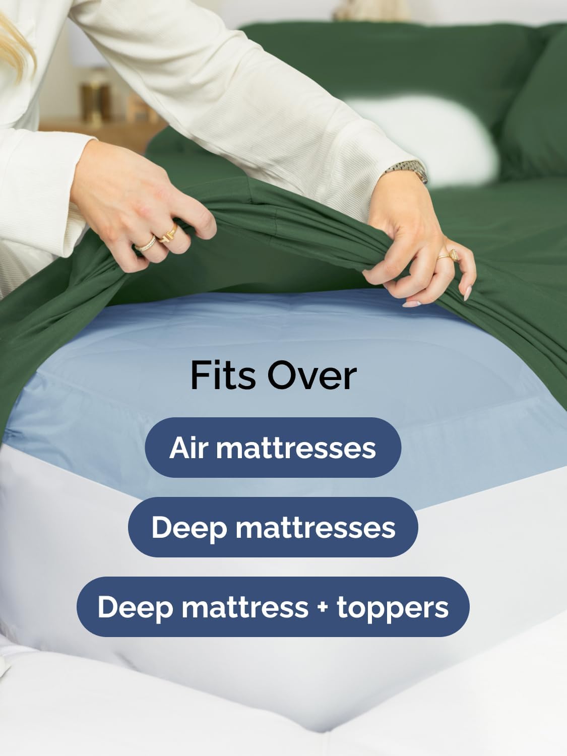 Detalle de CGK Unlimited CGK Linens Extra Deep King Fitted Sheet, Emerald Green Microfiber