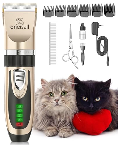 Detalle de Oneisall Tondeuse pour chats silencieuse pour poils longs – sans fil, faible bruit et guides de protection