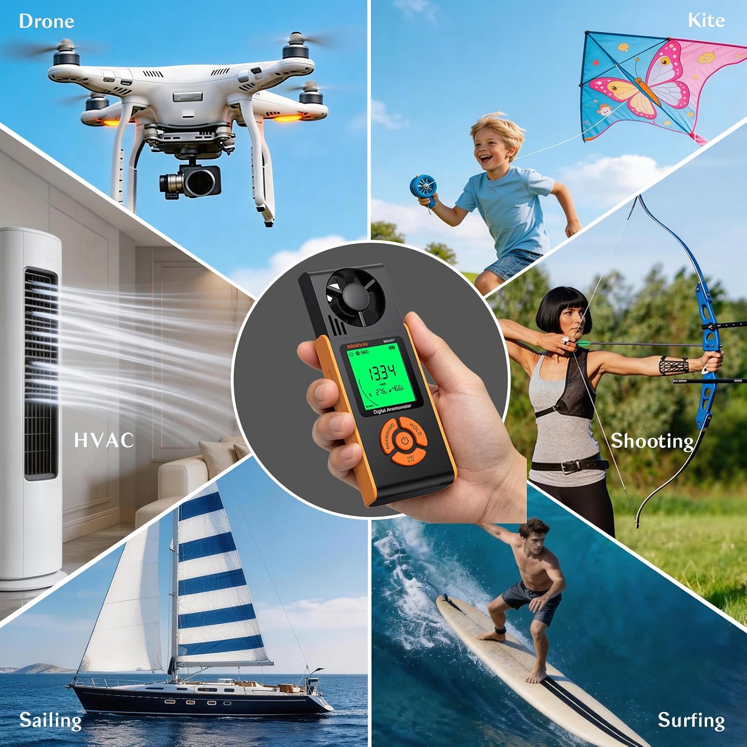 Thumbnail 6 de BOBOVAV handheld anemometer, 6 wind speed units
