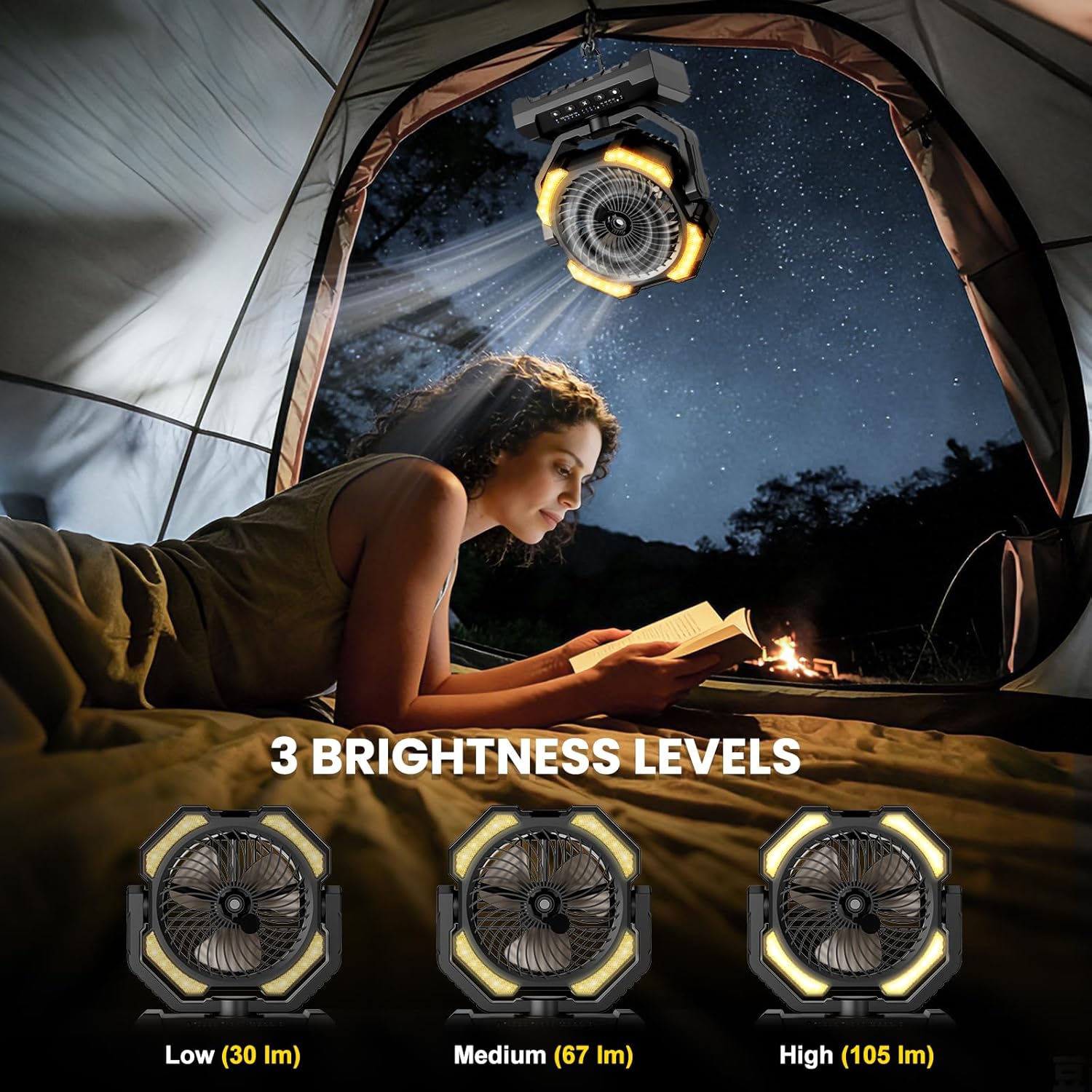 Thumbnail 6 de Ateroll 20000 mAh Akku Camping Ventilator mit Sprühnebel – mobiler Ventilator für Zelt, Terrasse und Reisen