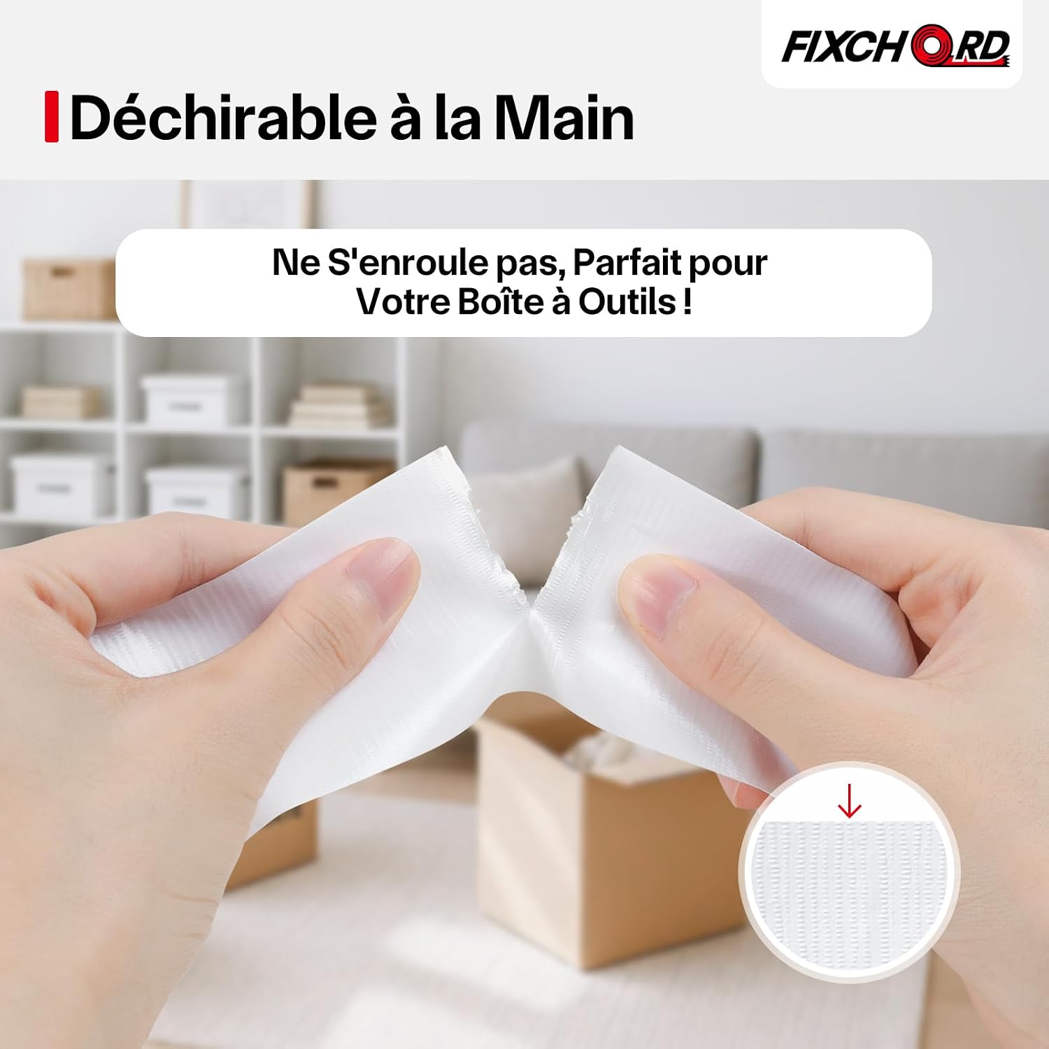 Thumbnail 4 de FIXCHORD Ruban Adhésif Toilé 25 mm × 50 m — Duct Tape extra fort, imperméable