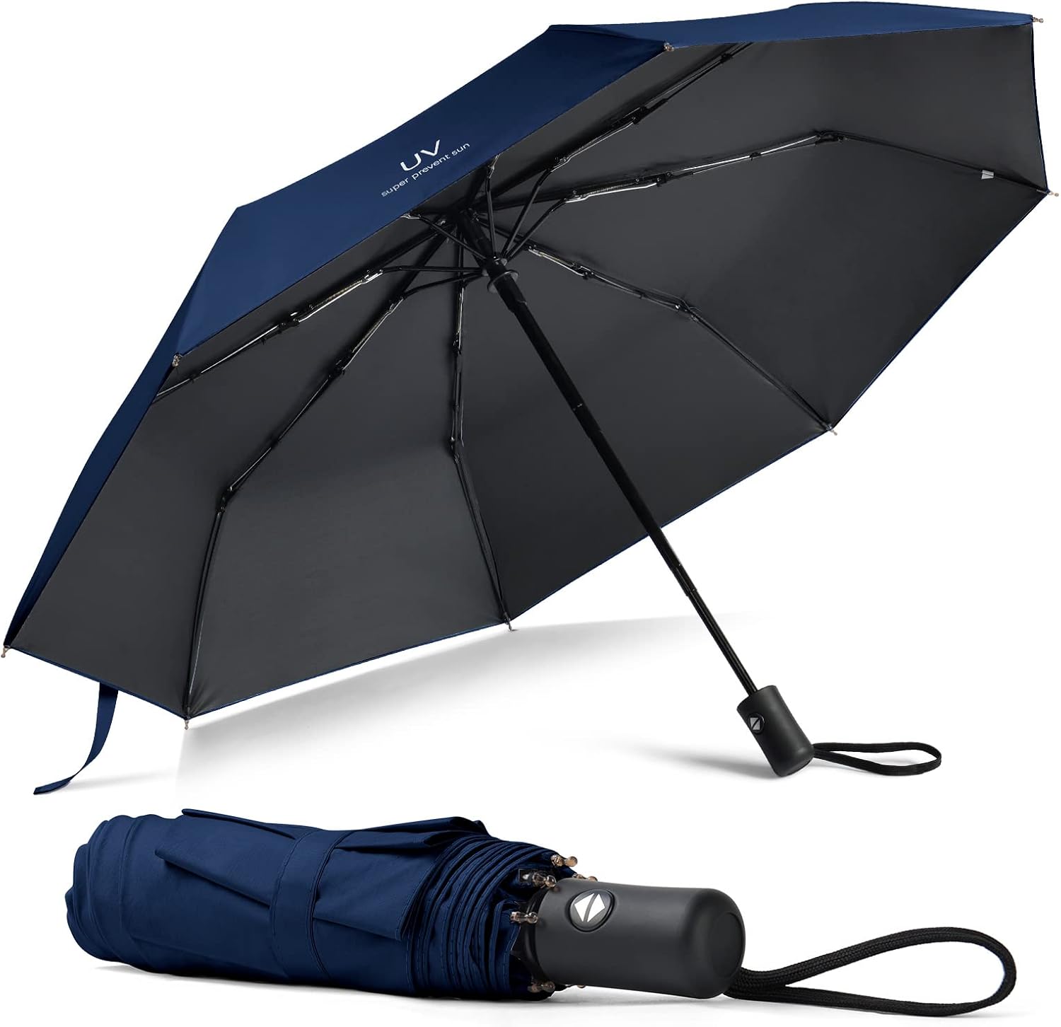 Detalle de Vicloon Regenschirm Taschenschirm Auf Zu Automatik Marineblau