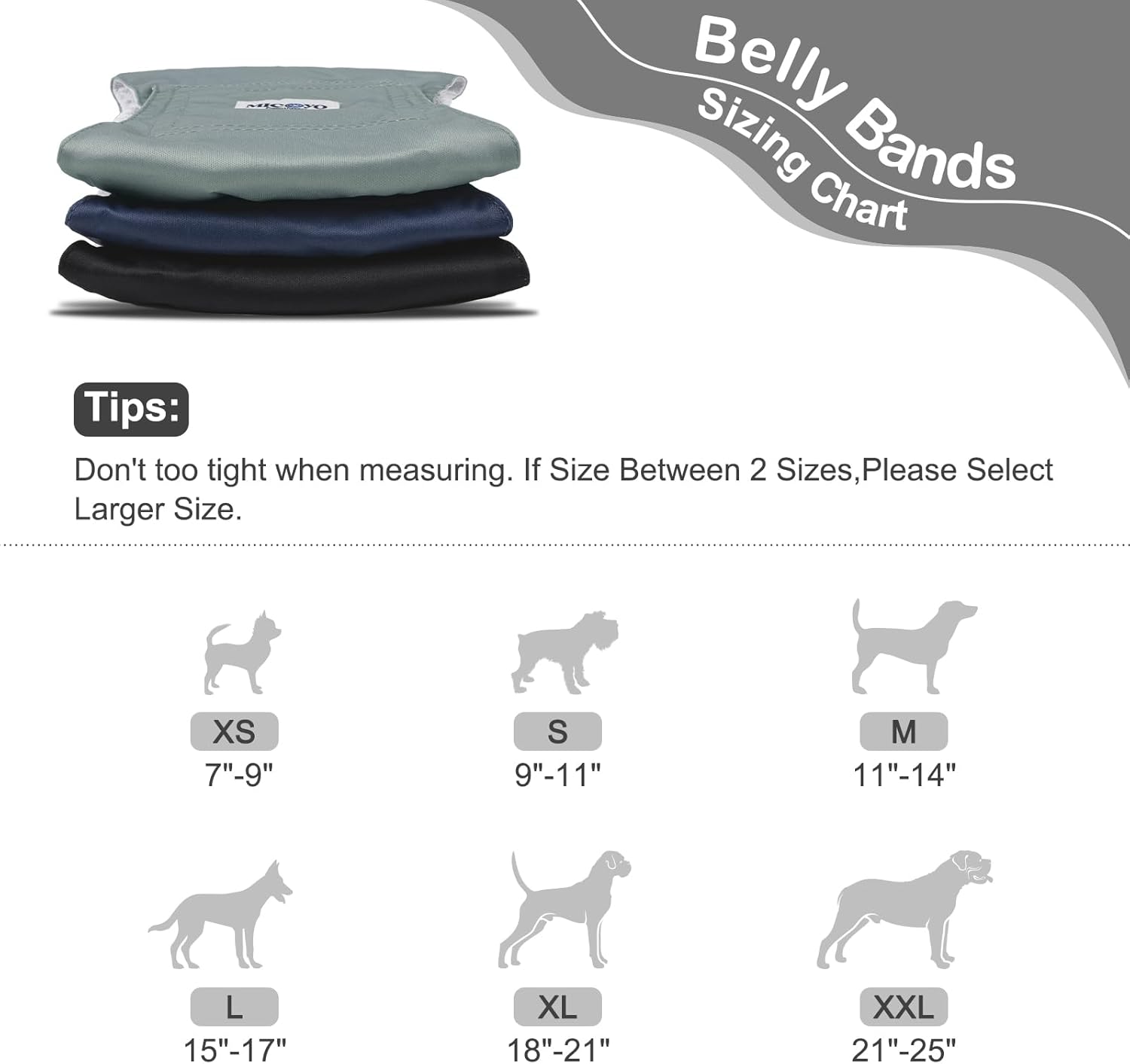 Thumbnail 3 de MICOOYO Reusable Male Dog Belly Bands (Pack of 3) – XL