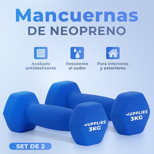 Thumbnail 1 de JUPPLIES Juego de Pesas y Mancuernas de Neopreno (1 kg a 10 kg): Antideslizantes y Estables para Casa o Gimnasio