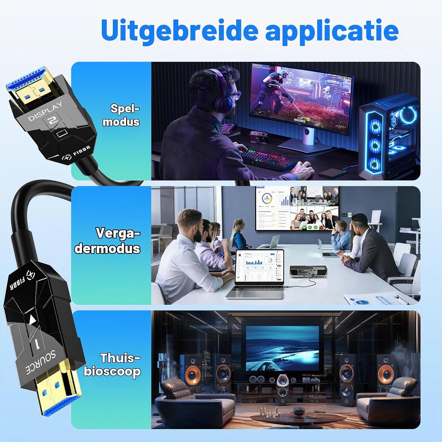 Thumbnail 6 de FIBBR F1-HDMI HDMI 2.1-glasvezelkabel van 6 m, 48 Gbps en 8K