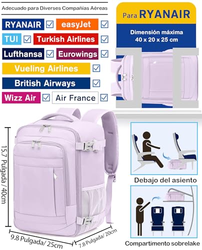 Thumbnail 1 de KLOSTAIN Mochila de Cabina 40x20x25 cm 20 L – Púrpura Claro para Ryanair y viaje ligero