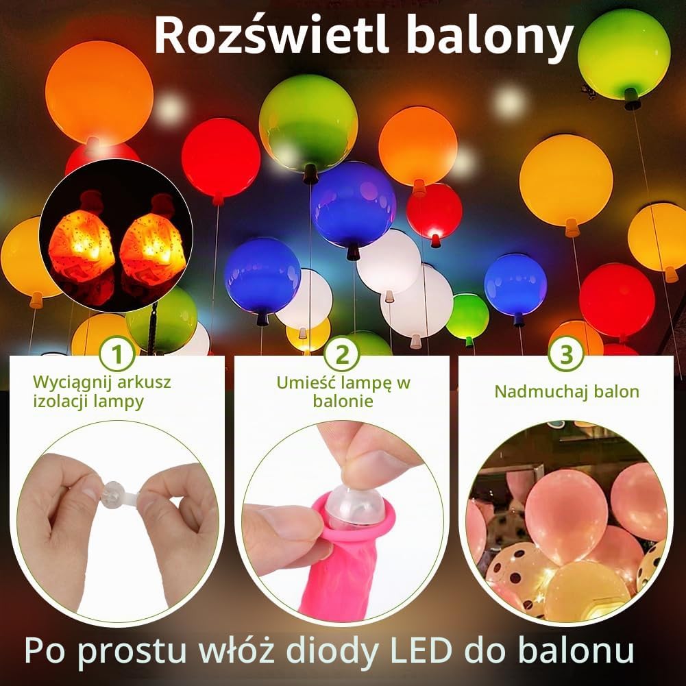 Detalle de AUAUY 4789441 – 120 ciepłobiałych mini lampek LED do balonów