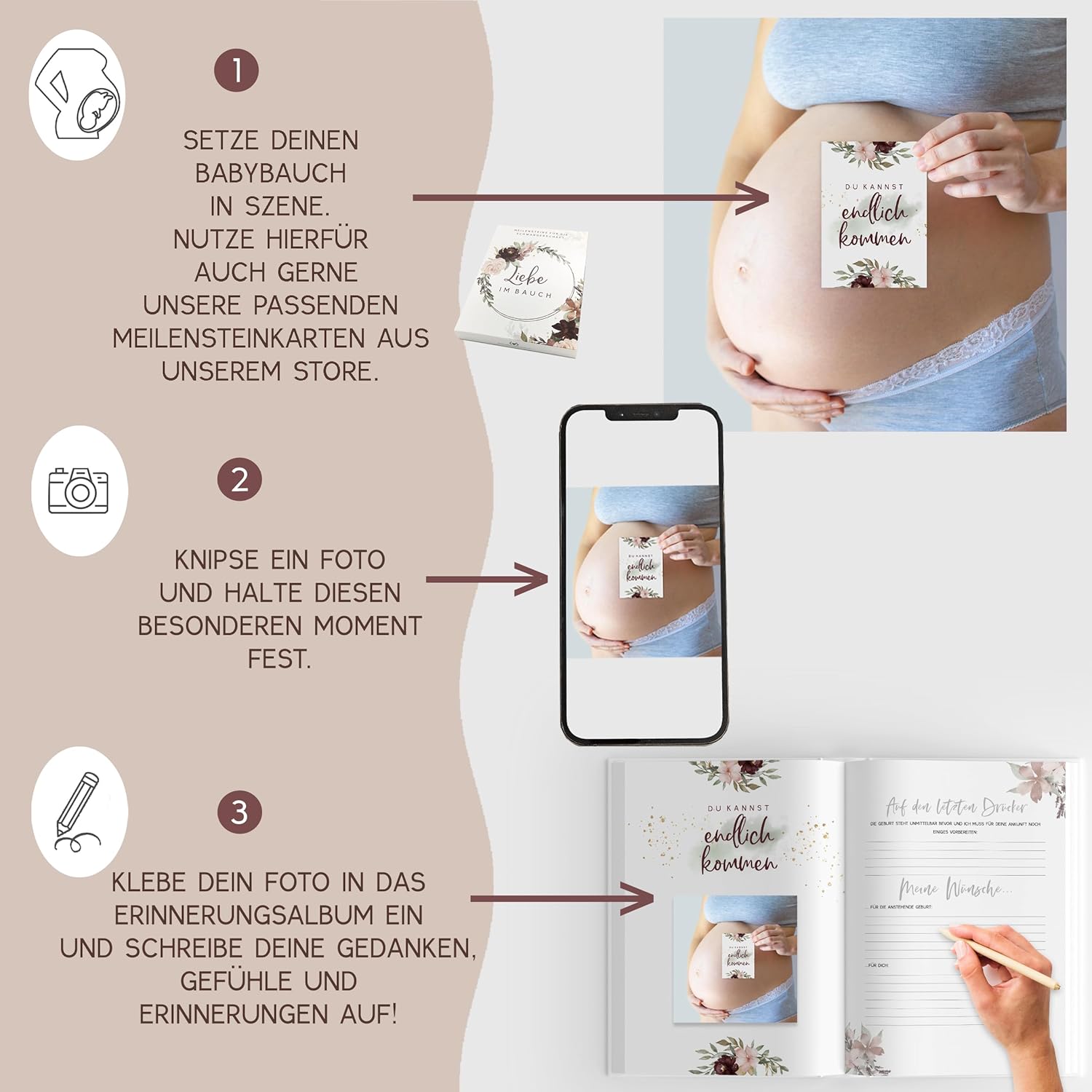 Thumbnail 2 de HIMMEL.HERZ.PAPIER Schwangerschaftstagebuch 84 Seiten 📘