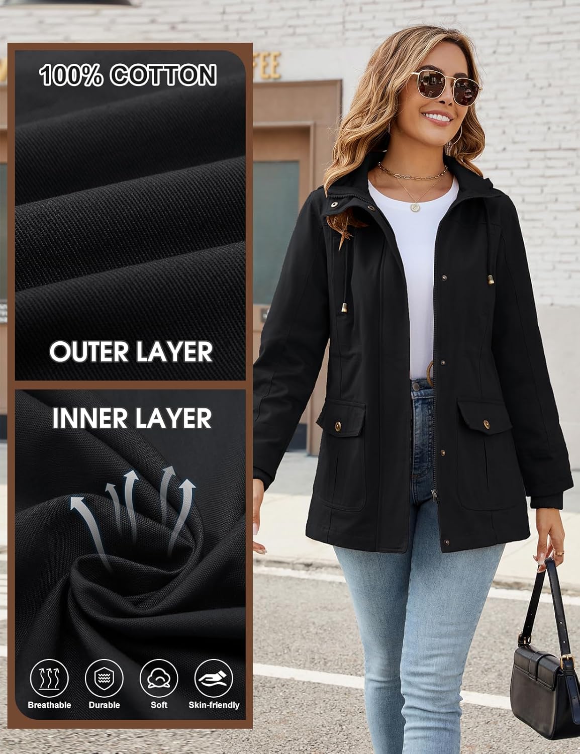 Thumbnail 5 de Vancavoo Übergangsjacke Damen Jacke Outdoor