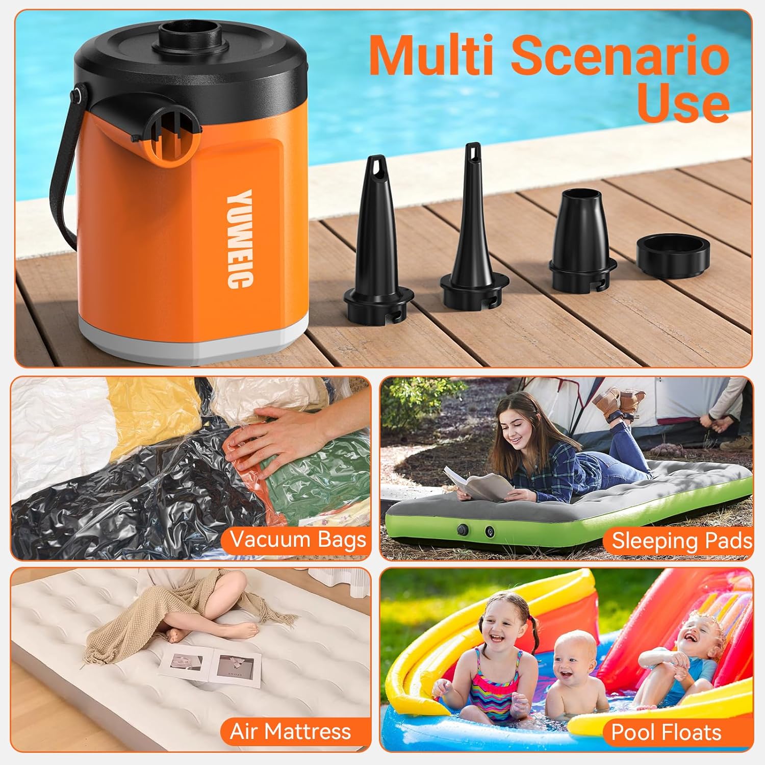 Thumbnail 6 de YUWEIC Camping Electric Air Pump with Lantern — 18W, 5000mAh, 280L/min, 3 Nozzles