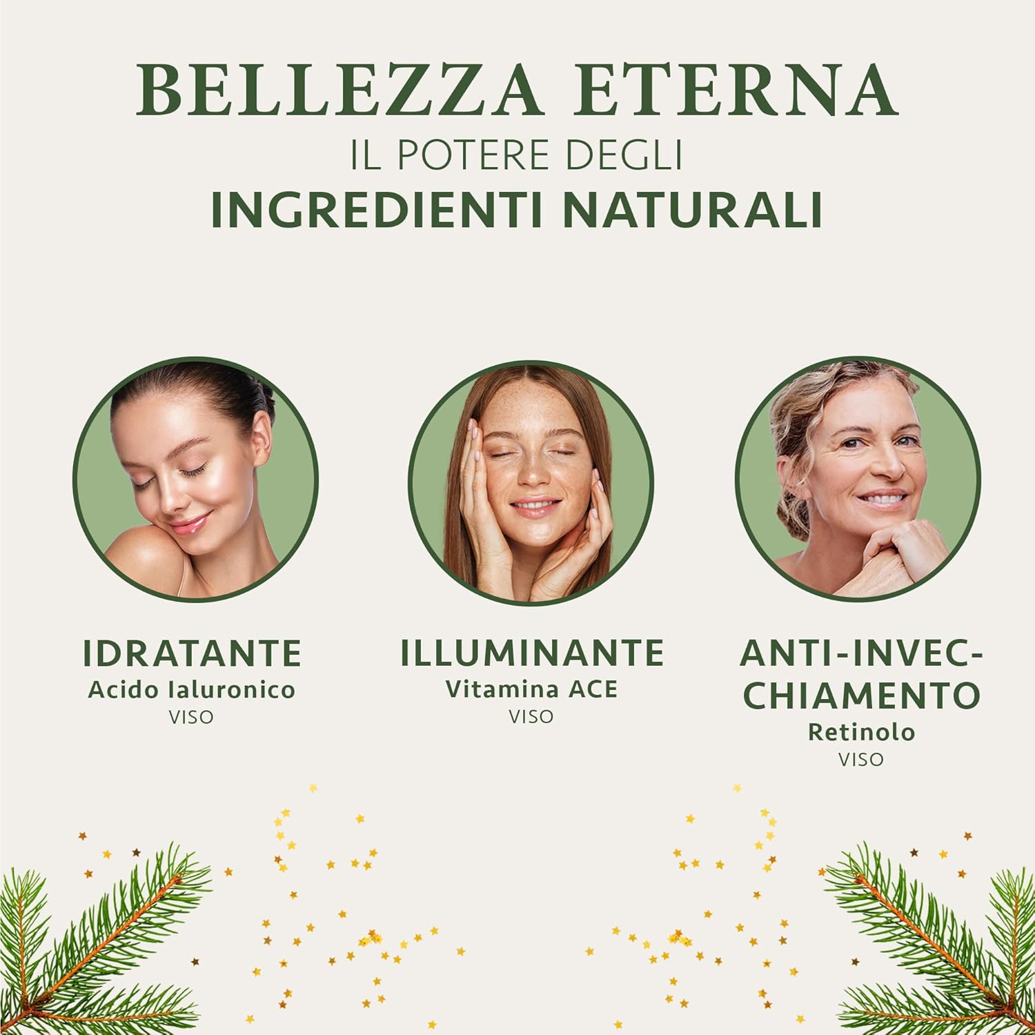 Detalle de Satin Naturel Cofanetto Regalo Donna Premium – Sieri Viso vegan 3x30ml (Acido Ialuronico, Vitamina C, Retinolo)