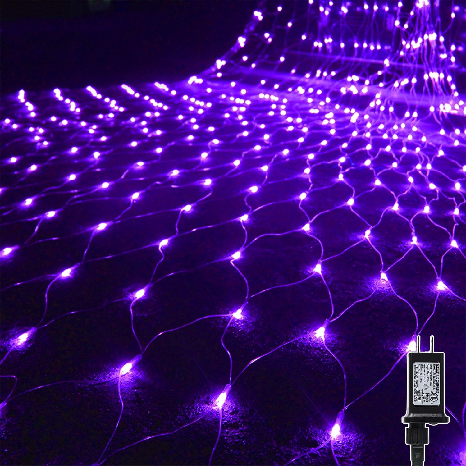 Detalle de WATERGLIDE HB-360WCOI Purple LED Net Lights, 12 ft x 5 ft, 8 Modes